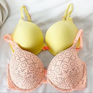 🔥TWO🔥Victoria’s Secret Bundle Of Push-Up Bras Padded Size 34DD